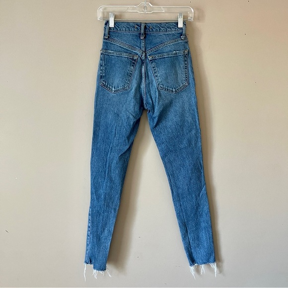 FREE PEOPLE | Blue Button Fly High Waisted Skinny Jeans Sz 24 - Picture 4 of 7
